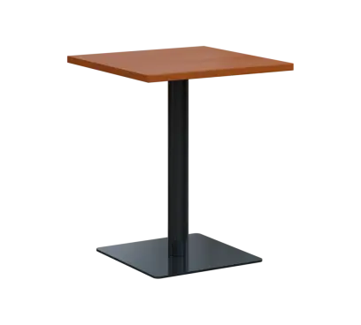 SQT 450 - 1 stůl hranlatý, deska 600x600 mm, síla 25 mm, trubková noha černá, olše jantar